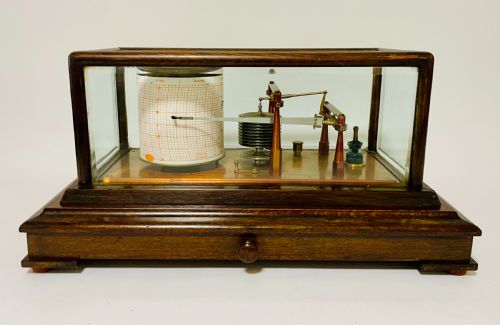 fig 1. Antique Negretti & Zambra Oak Cased Barograph