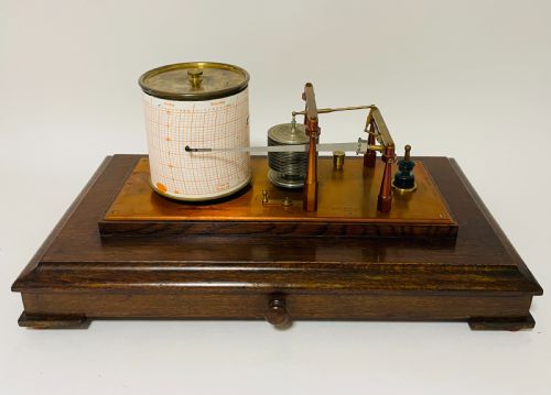 fig 2. Antique Negretti & Zambra Oak Cased Barograph