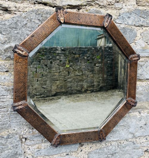 Arts and Crafts Hand Beaten Copper Mirror