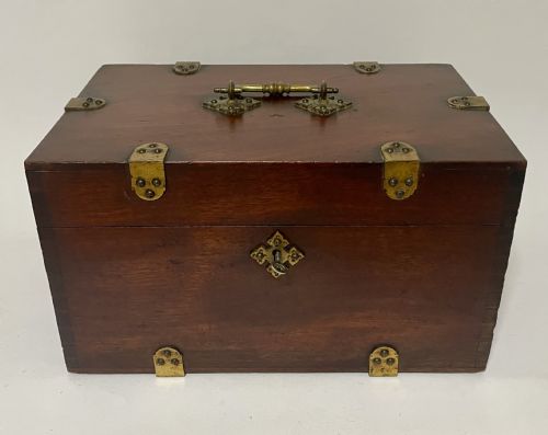 Antique Brass Bound Document Box