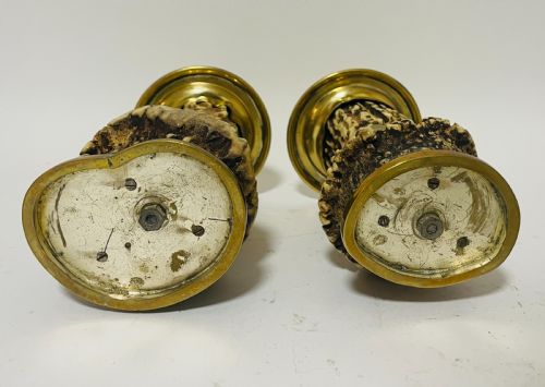 VICTORIAN BRASS MOUNTED ANTLER DESK SET - ADDITIONAL PHOTO 7