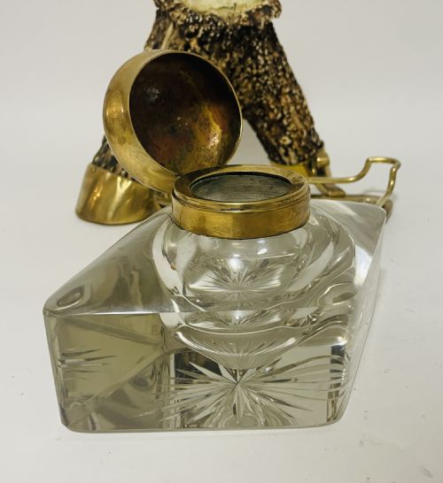 VICTORIAN BRASS MOUNTED ANTLER DESK SET - ADDITIONAL PHOTO 13