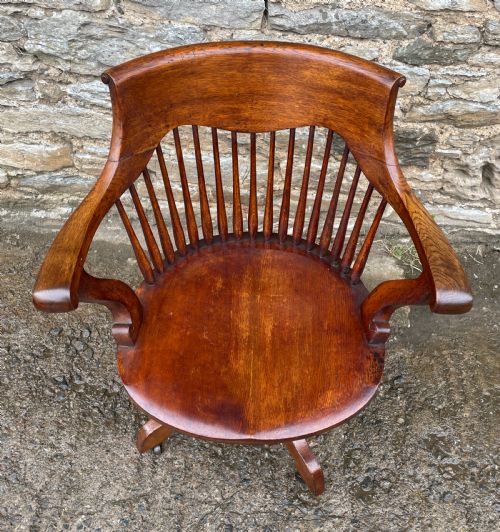 fig 2. Antique Oak Swivel and Tilt Desk Chair