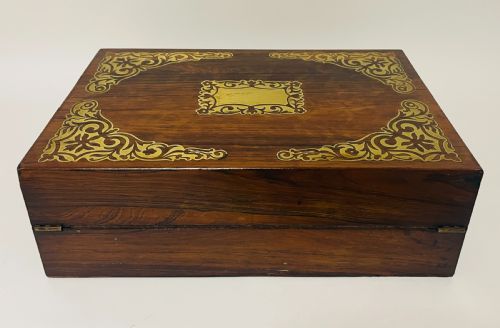 fig 1. Georgian Rosewood Campaign Writing Slope with Candlesticks
