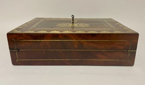 fig 1. Antique Mahogany Brass Inlaid Writing Slope