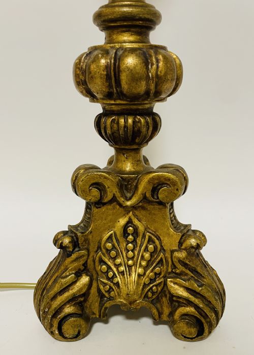fig 1. Large Antique Giltwood Table Lamp