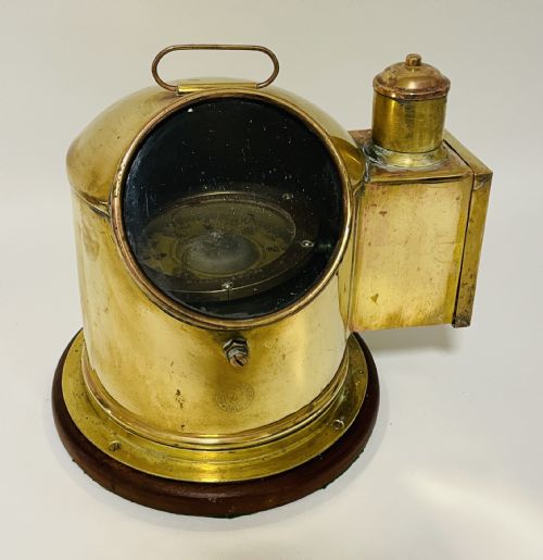 Antique Brass Binnacle Compass with Oil Burner