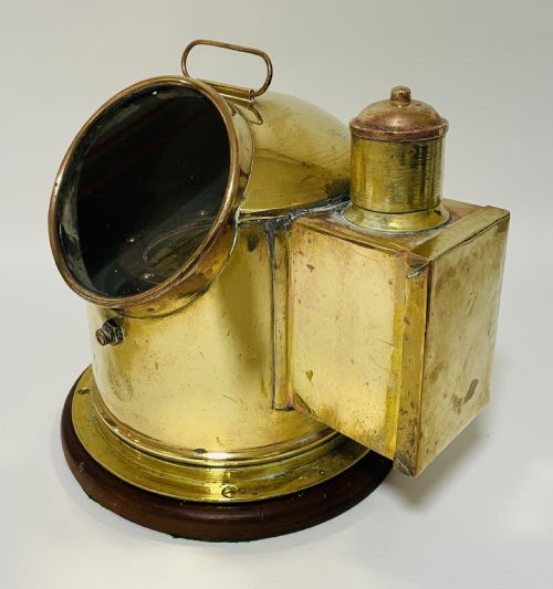 fig 1. Antique Brass Binnacle Compass with Oil Burner