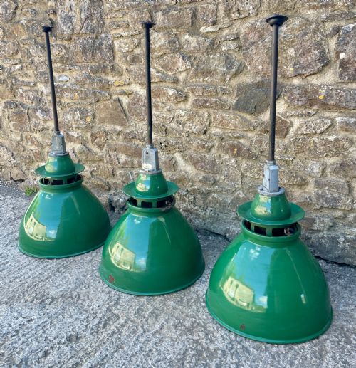 fig 1. Large Thorlux Green Enamel Factory Pendant Light