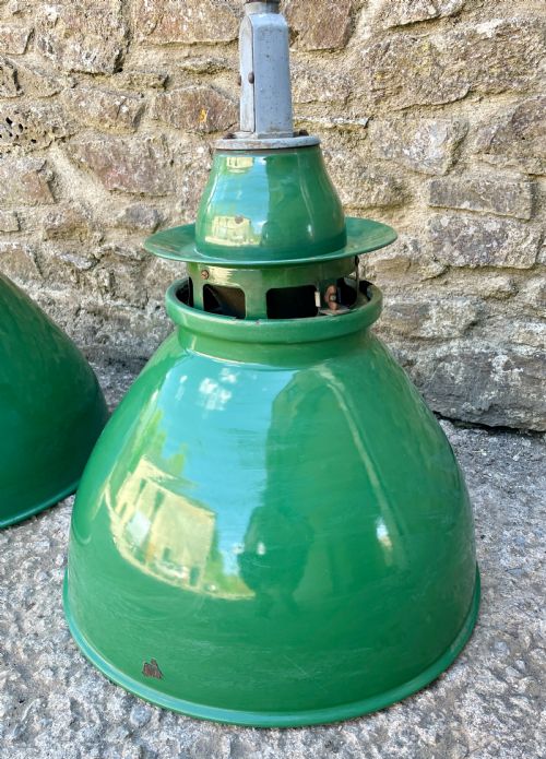 fig 2. Large Thorlux Green Enamel Factory Pendant Light