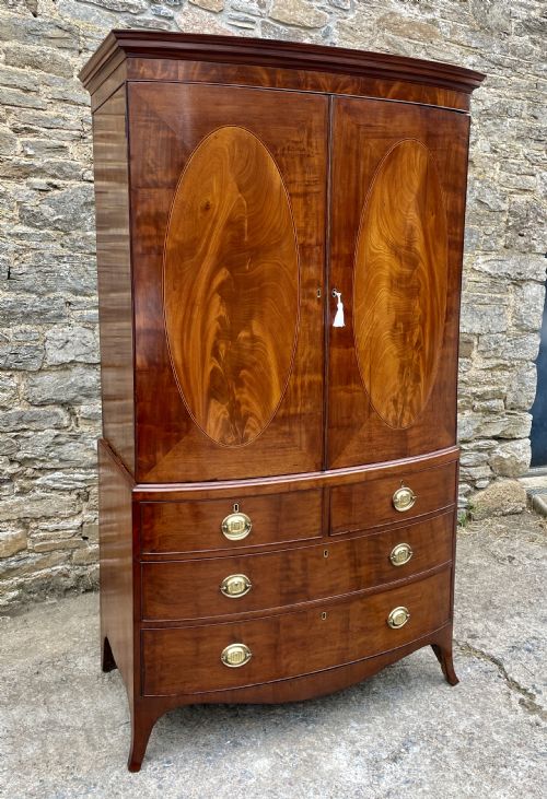 Georgian Mahogany Bow Fronted Wardrobe