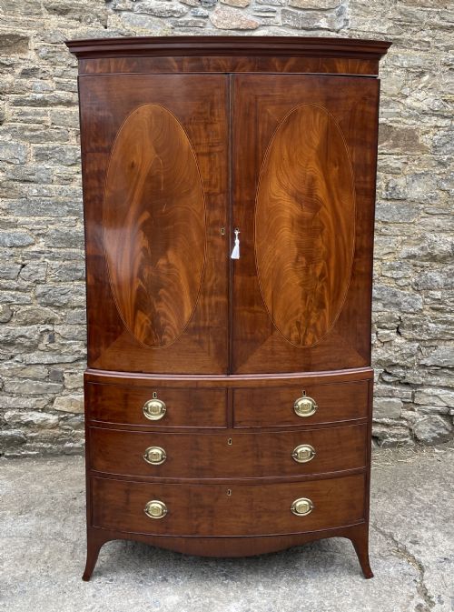 fig 1. Georgian Mahogany Bow Fronted Wardrobe