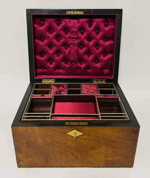Antique Victorian Inlaid Jewellery or Sewing Box