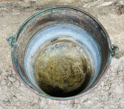 fig 1. Victorian Copper Riveted Bucket with Naive Decoration