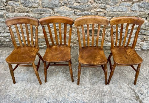 fig 1. Set of 4 Victorian Lathe Back Farmhouse Chairs
