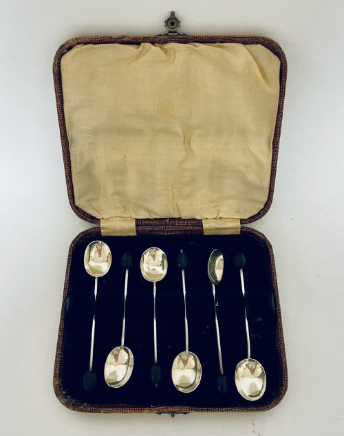 Set of 6 Art Deco Silver Coffee Spoons