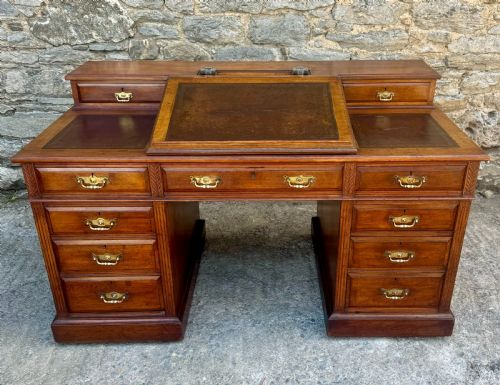 fig 1. Large Edwardian Walnut Pedestal Desk