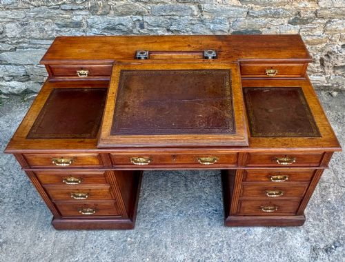 fig 2. Large Edwardian Walnut Pedestal Desk