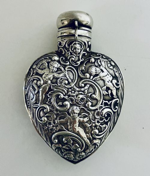 Antique Silver Cherub Perfume Flask