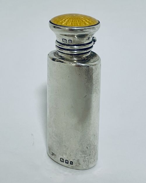 Art Deco Silver and Guilloche Enamel Scent Bottle