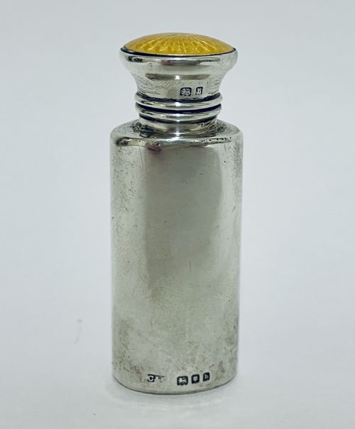fig 1. Art Deco Silver and Guilloche Enamel Scent Bottle