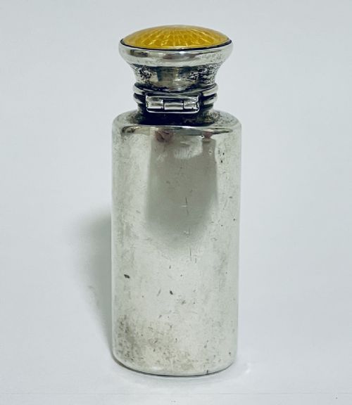 fig 2. Art Deco Silver and Guilloche Enamel Scent Bottle