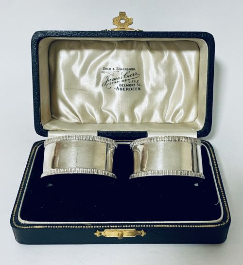 fig 1. Pair of Antique Silver Napkin Rings in Box