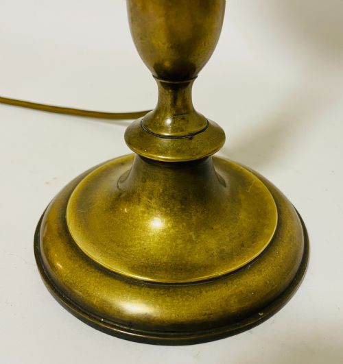 fig 1. Antique Brass Table Lamp with Green Glass Shade