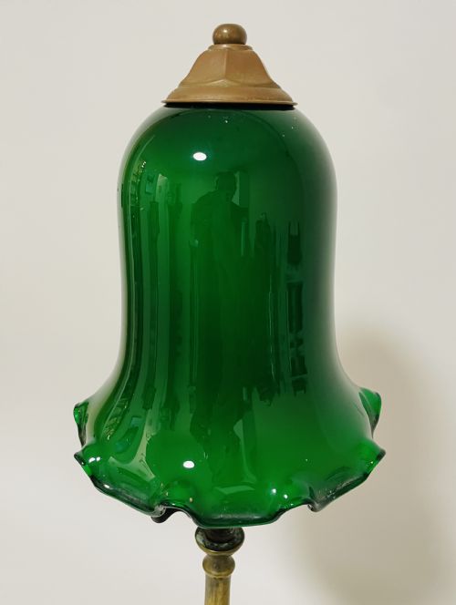 fig 2. Antique Brass Table Lamp with Green Glass Shade