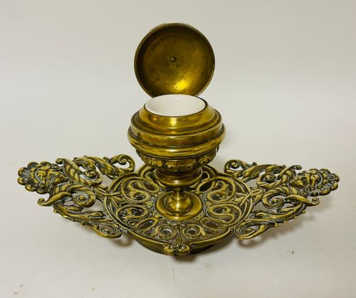ANTIQUE INDIAN BRASS DESK SET - ADDITIONAL PHOTO 8