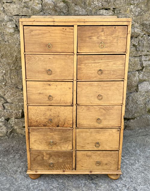Antique Pine Bank of Drawers