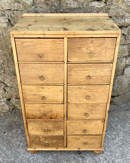 fig 1. Antique Pine Bank of Drawers