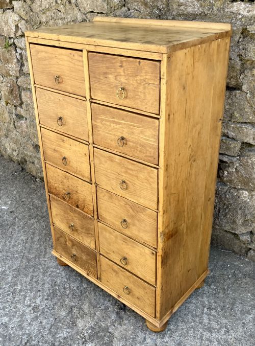 fig 2. Antique Pine Bank of Drawers