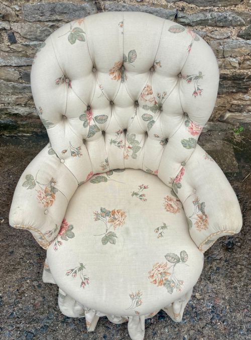 fig 2. Antique Floral Button Back Armchair