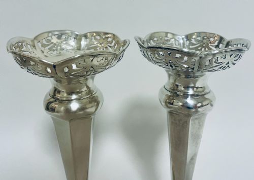 fig 1. Pair of Antique Silver Trumpet Vases