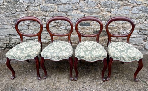 Set of 4 Victorian Mahogany Balloon Back Chairs