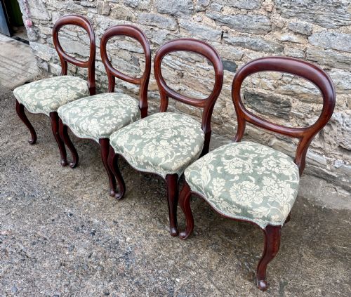 fig 1. Set of 4 Victorian Mahogany Balloon Back Chairs