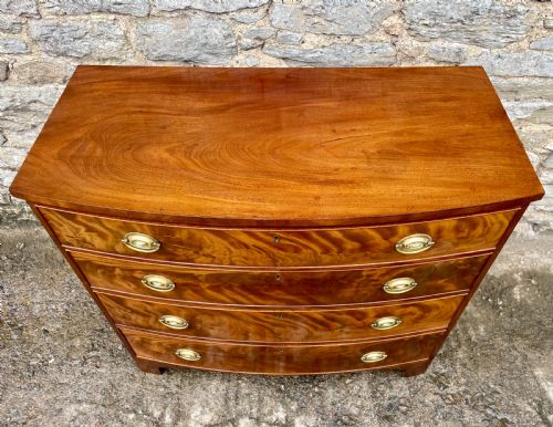 fig 2. Georgian Flame Mahogany Bow Front Chest of Drawers