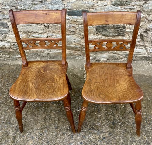 fig 1. Pair of Victorian Elm Seated Farmhouse Chairs