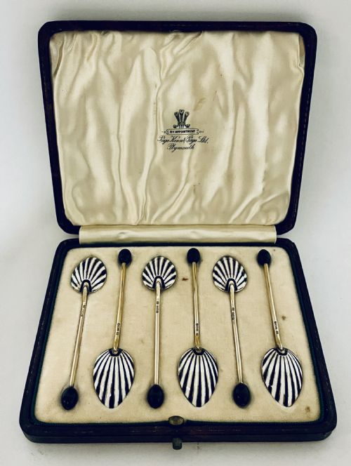 fig 1. Art Deco Silver Gilt & Enamel Coffee Spoons