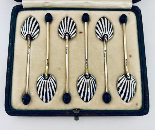 fig 2. Art Deco Silver Gilt & Enamel Coffee Spoons