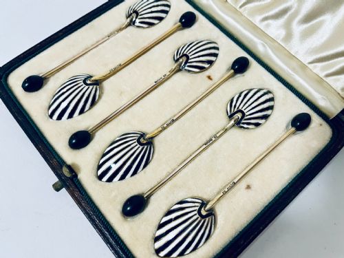 fig 3. Art Deco Silver Gilt & Enamel Coffee Spoons