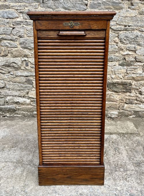 Antique Oak Tambour Filing Cabinet