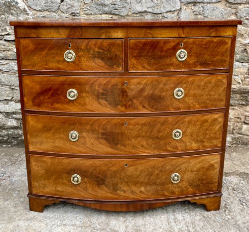 Large Regency Mahogany Bow Front Chest of Drawers