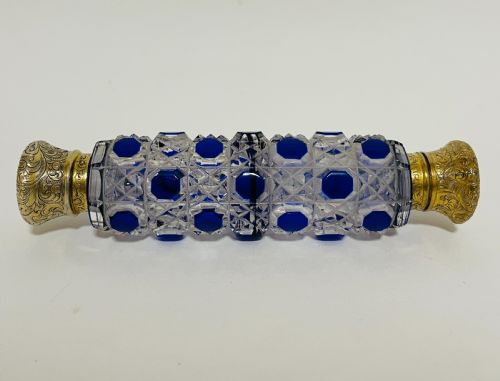 Victorian Double Ended Scent Bottle with Silver Gilt Tops