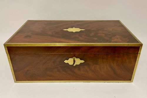 Antique Mahogany Brass Bound Campaign Writing Slope