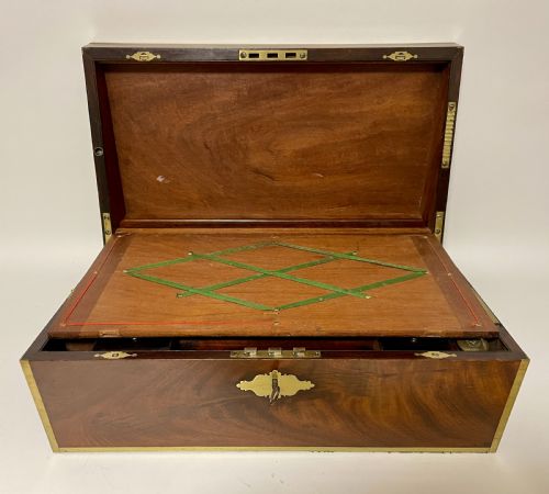 fig 2. Antique Mahogany Brass Bound Campaign Writing Slope