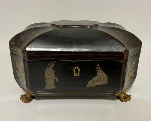Antique Chinoiserie Lacquered Tea Caddy