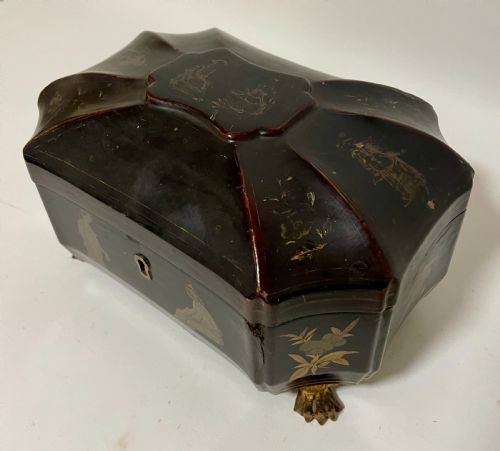 fig 1. Antique Chinoiserie Lacquered Tea Caddy