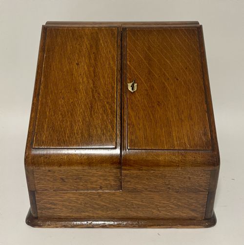 Victorian Oak Stationery Cabinet with Calendar